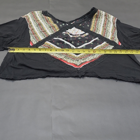 Free People Bohemian Black Multicolor Women's Top Size S - Picture 4 of 7